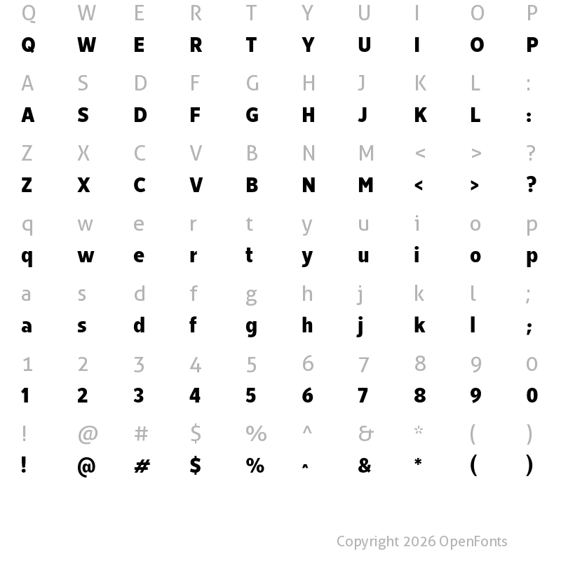 Character Map of Breno Narrow ExtraBold