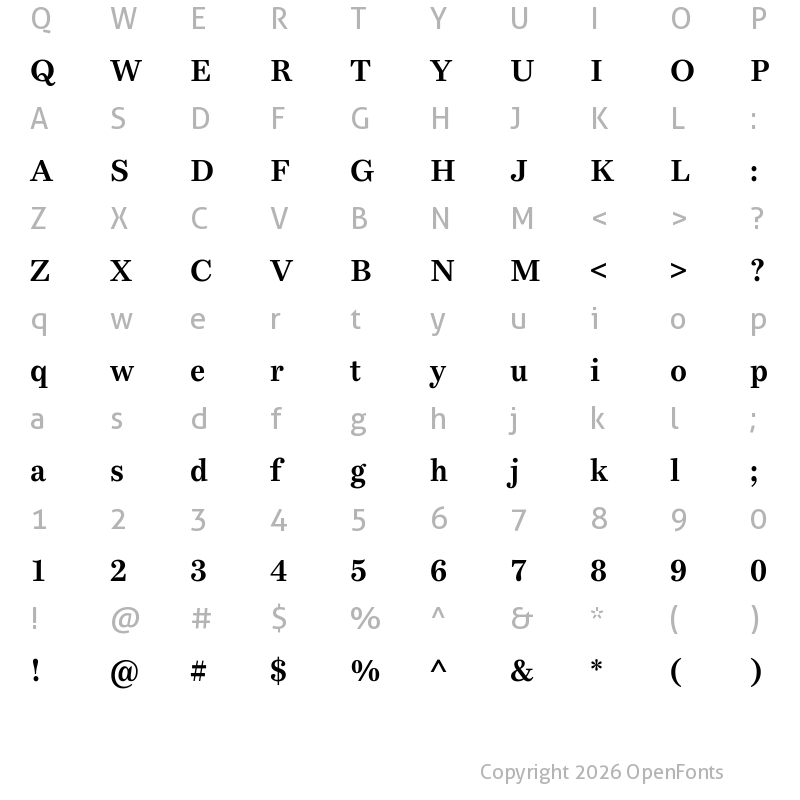 Character Map of Bressay Trial Bold