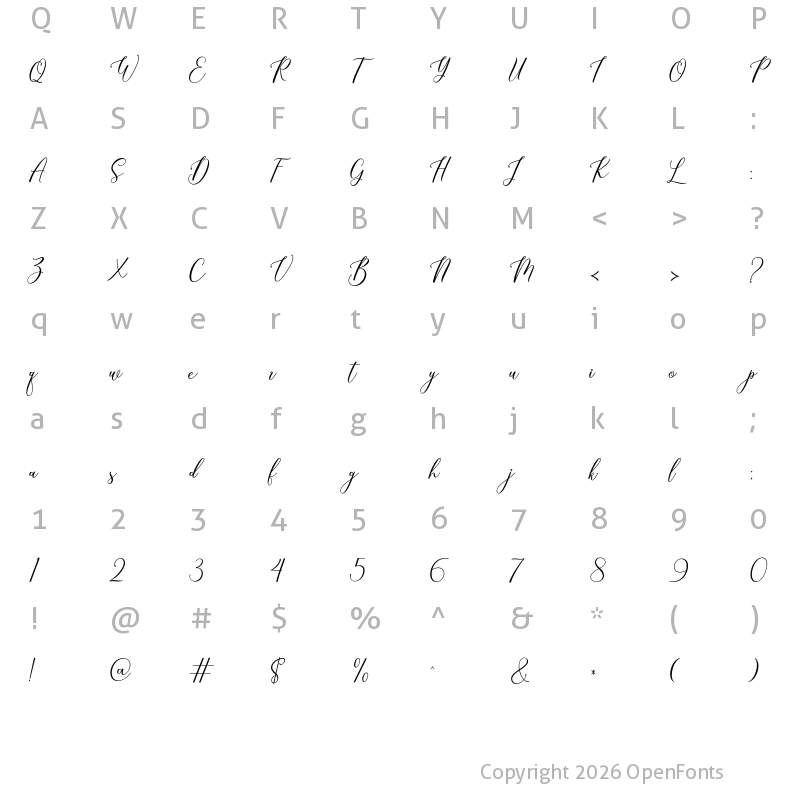 Character Map of Bretallia Regular