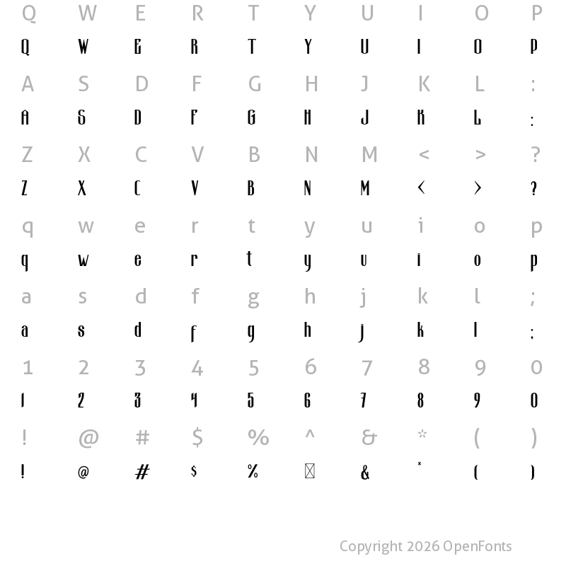 Character Map of Brianne Regular