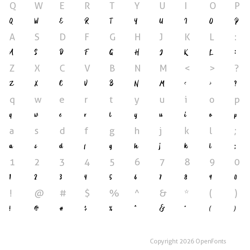 Character Map of Briberra Regular