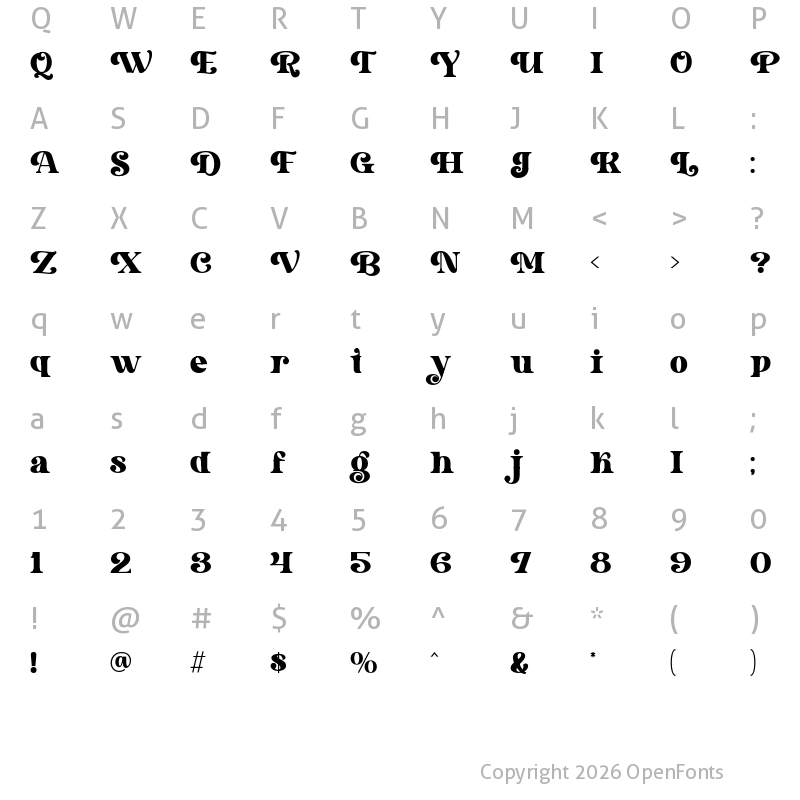 Character Map of Bricela Regular