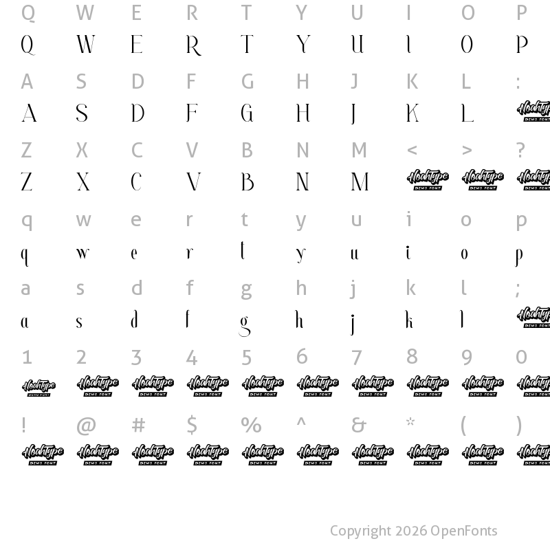 Character Map of Bricklay Demo Regular
