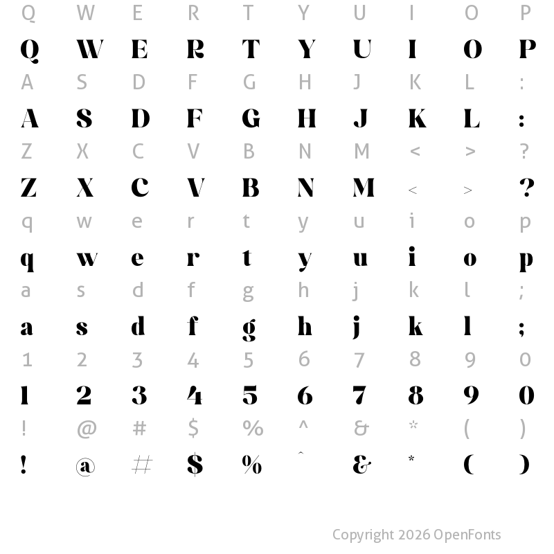 Character Map of Bridga Goldeni Regular