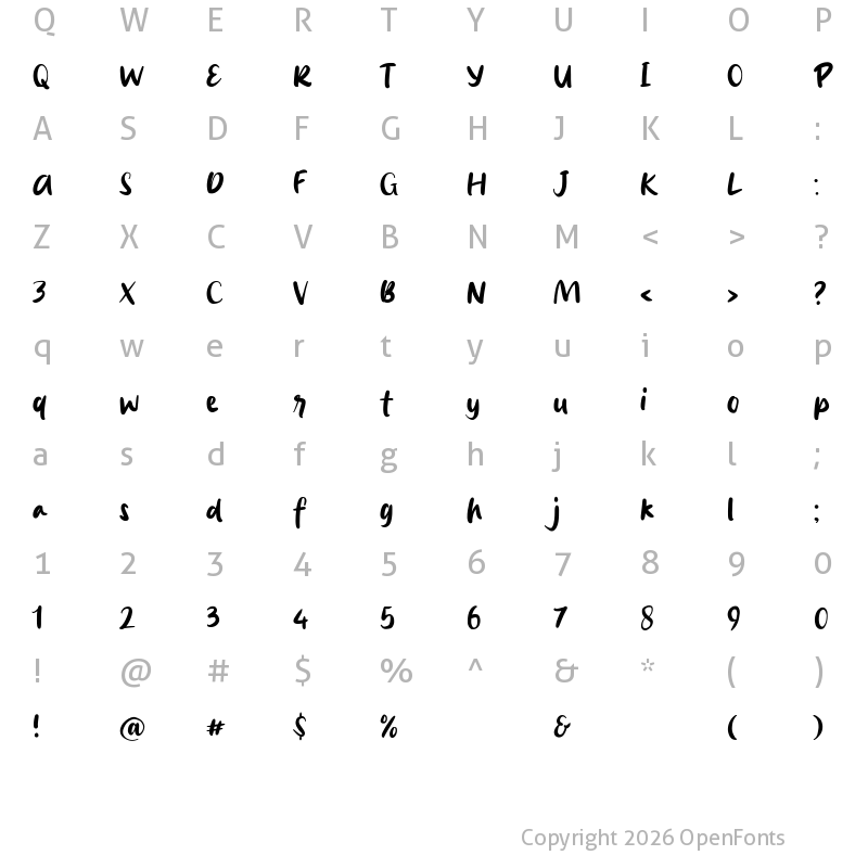 Character Map of Briella Rin Regular