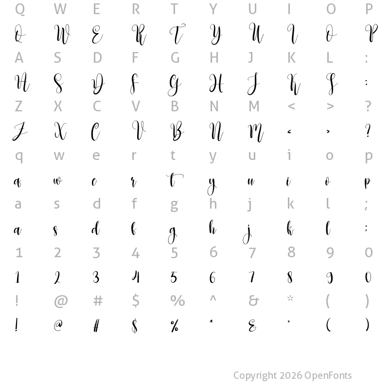 Character Map of Brigestone Regular