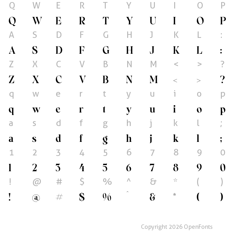 Character Map of Brigfted Regular