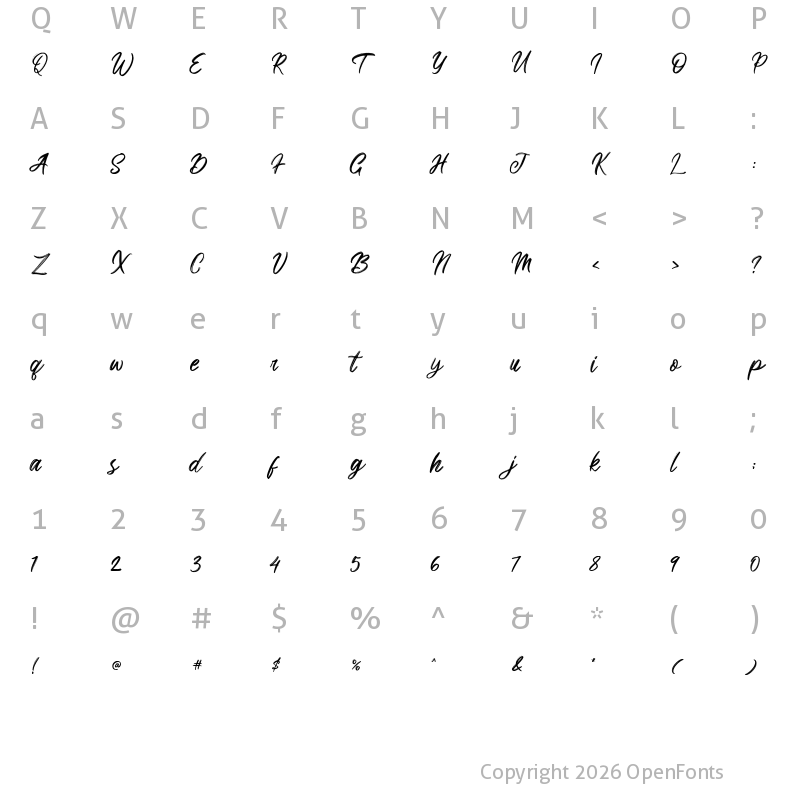 Character Map of Brighnesy Regular