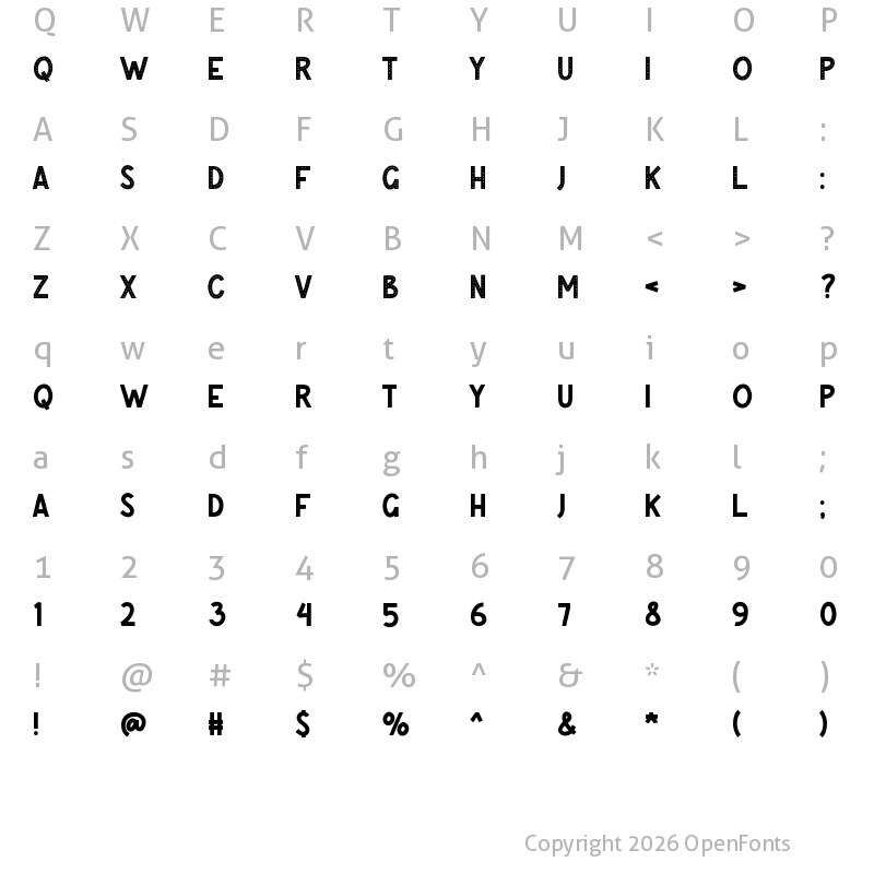 Character Map of BRIGHT-NIGHT Regular