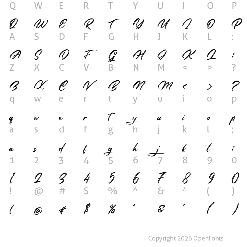 Character Map of Bright Rainbow Regular