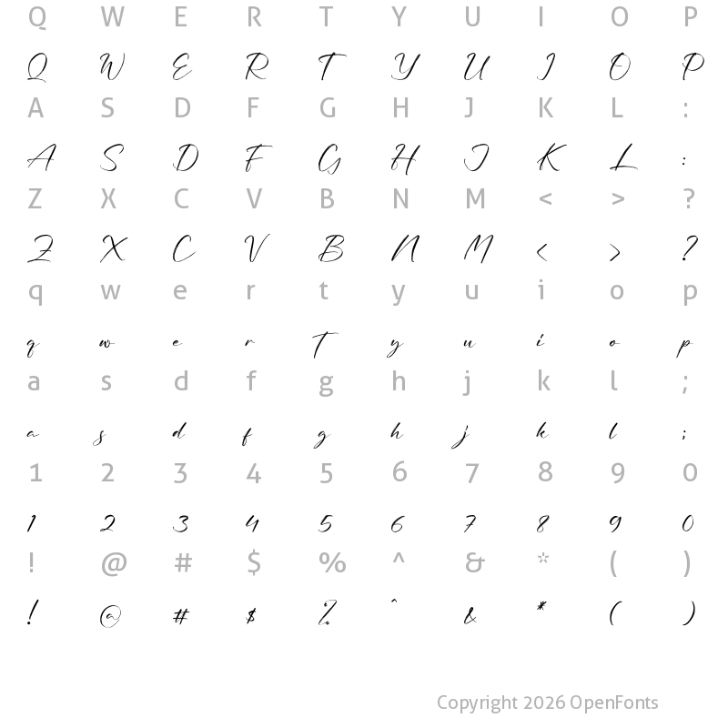 Character Map of Bright Rose Regular