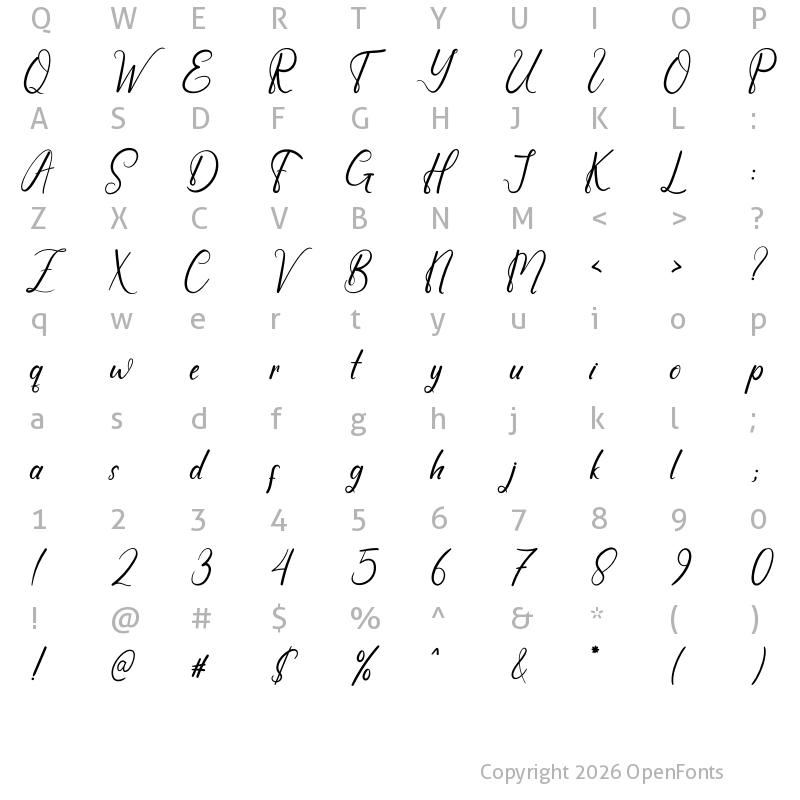 Character Map of Brightly Regular