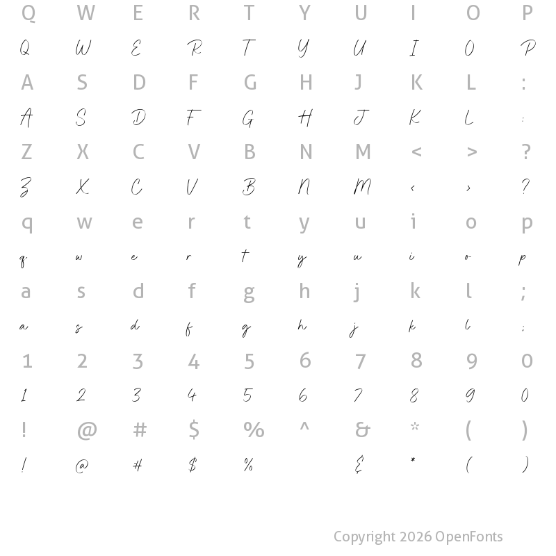 Character Map of Brighton Signature Regular