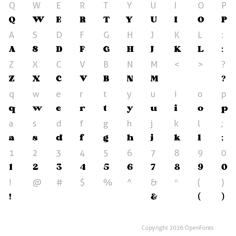 Character Map of Brighton vintage Regular