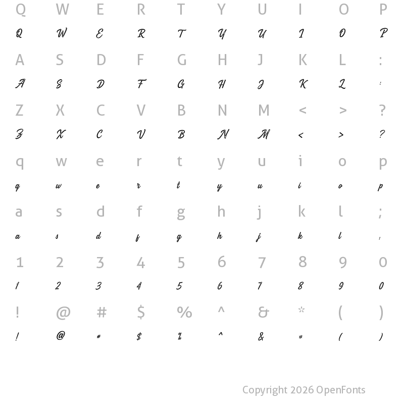 Character Map of Brightside Slant Slant