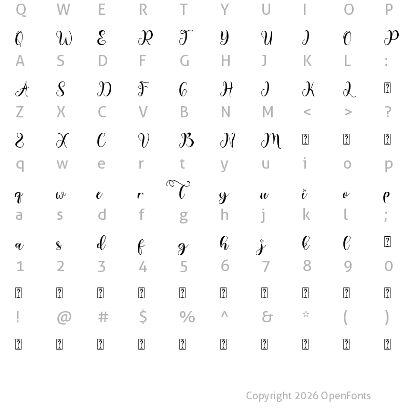 Character Map of Brigitha Valentine Regular
