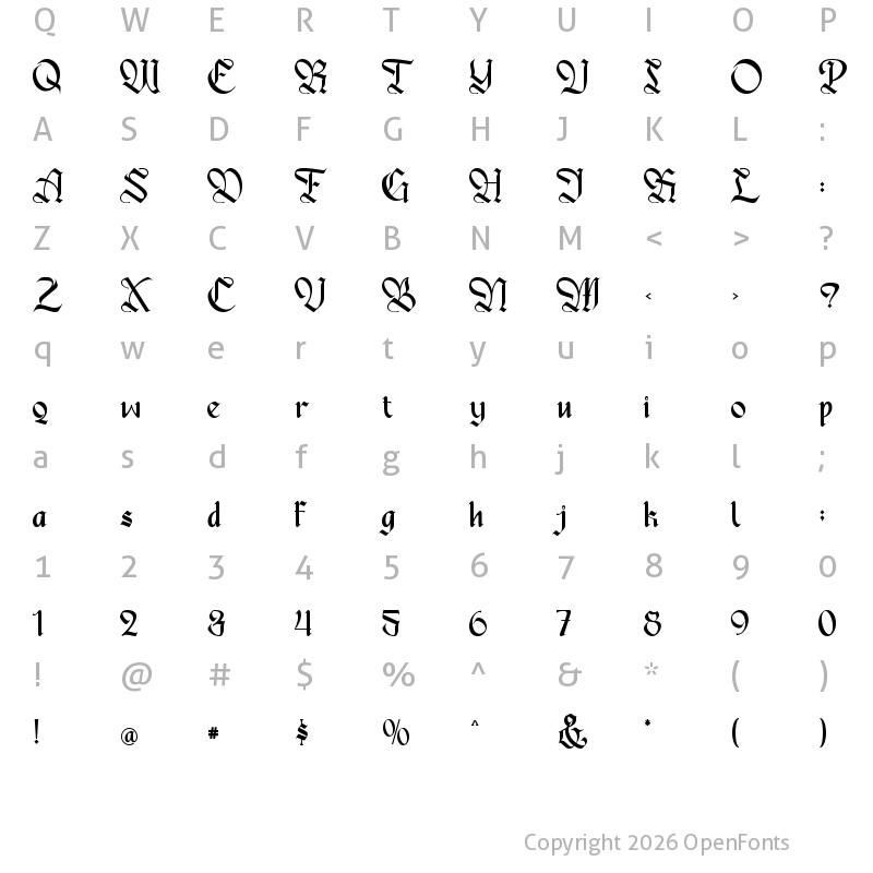 Character Map of Brigker-personal use Regular