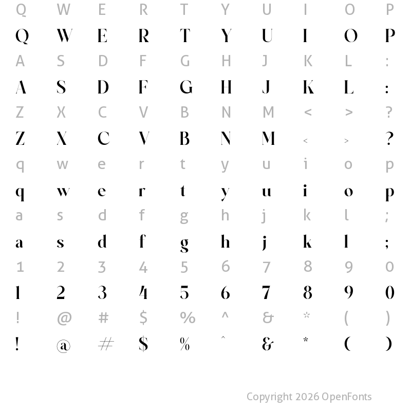 Character Map of Brilge Relfast Regular