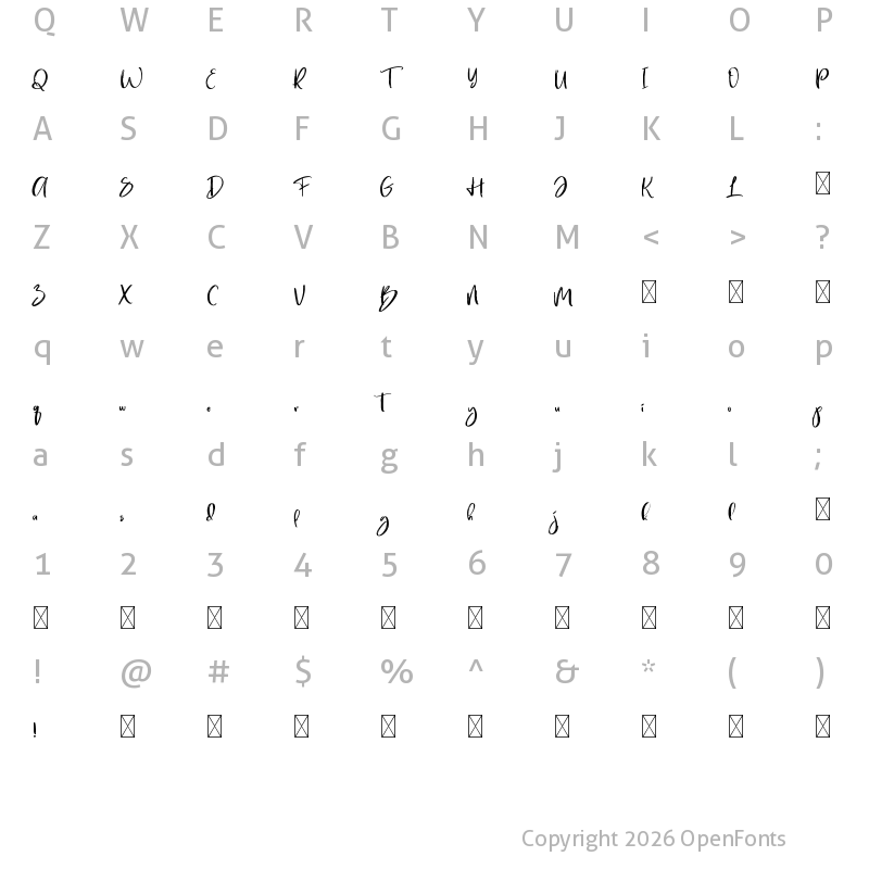 Character Map of Brillfond Regular