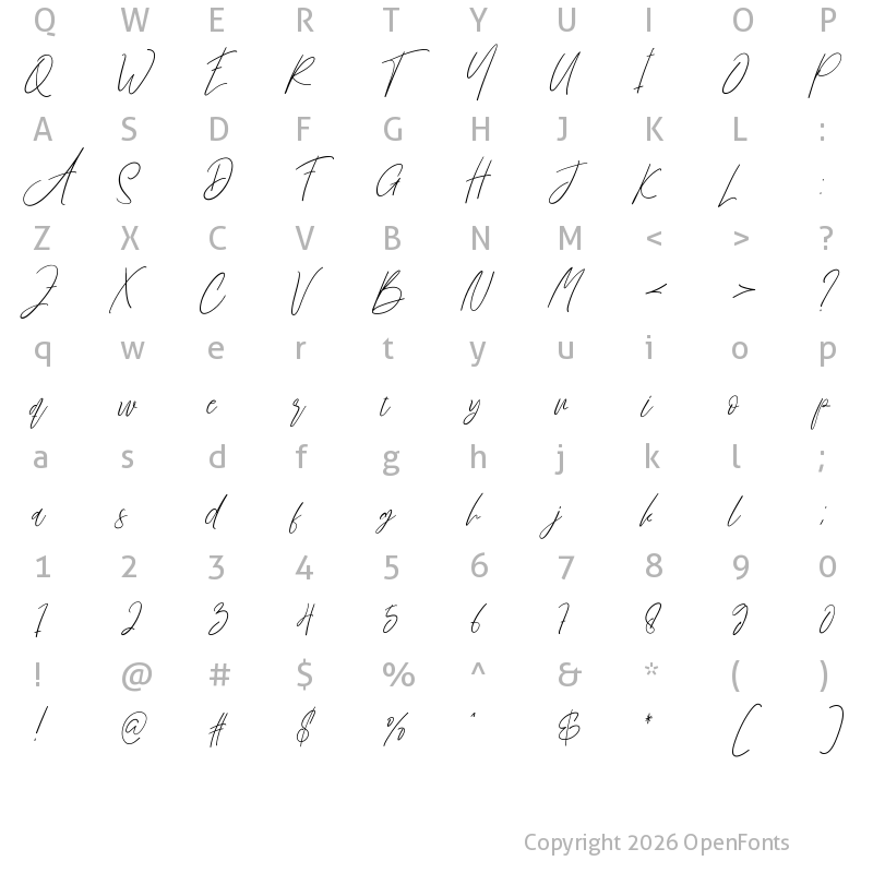 Character Map of Brillian Signature Regular