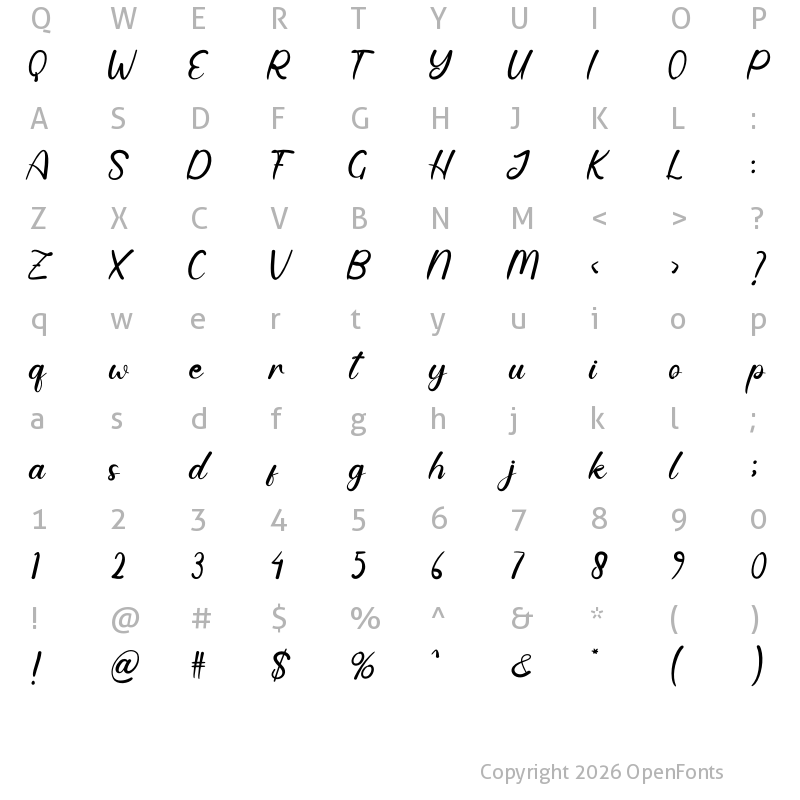 Character Map of Brillian Smile Regular
