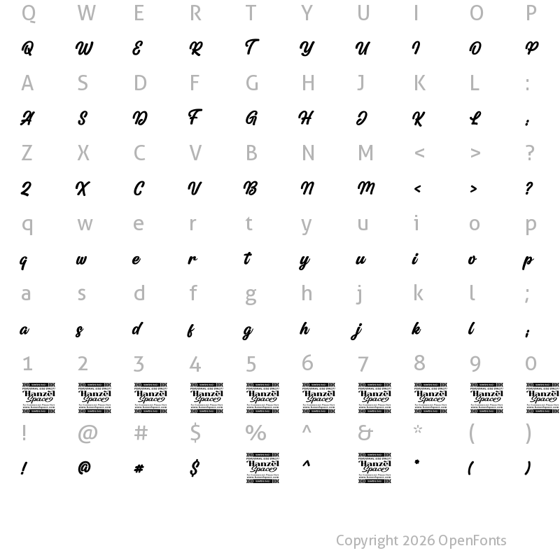 Character Map of Brilliant Regular