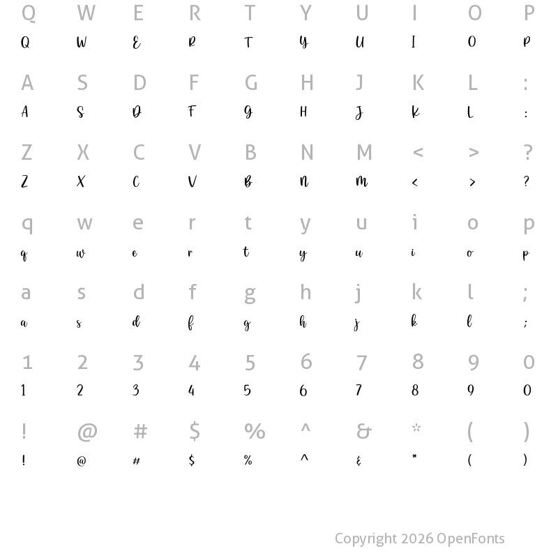 Character Map of brilliant summer Regular