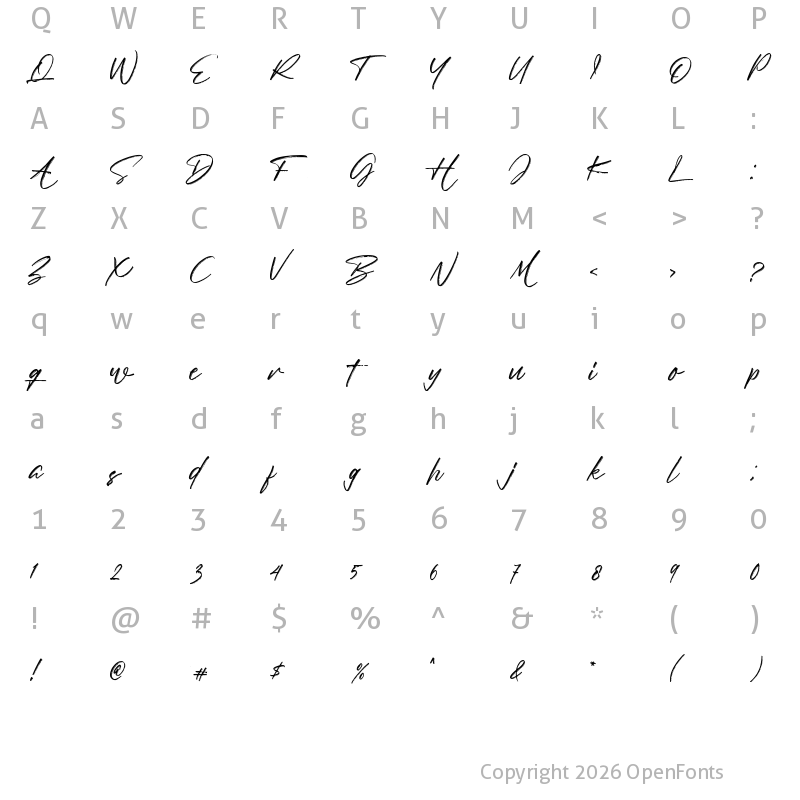 Character Map of Britania Sign Regular