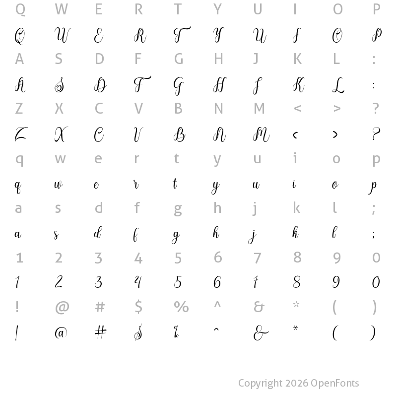 Character Map of Brithania Regular