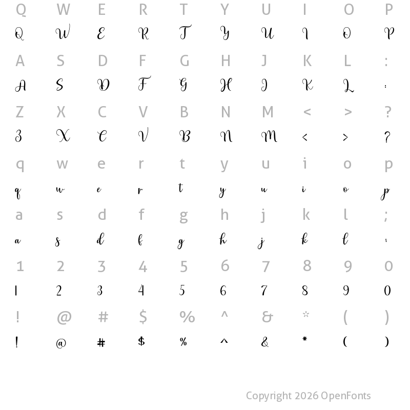 Character Map of Brithney Castile Regular