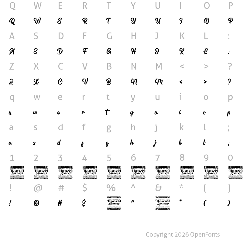 Character Map of British Letter Regular
