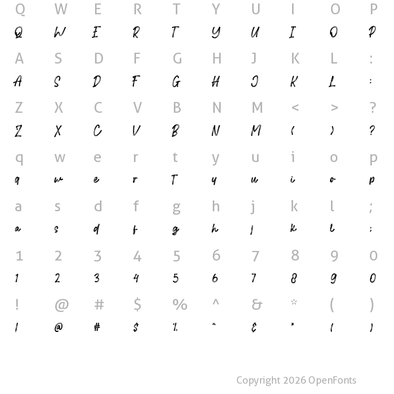 Character Map of Brittanian ( Demo ) Brush