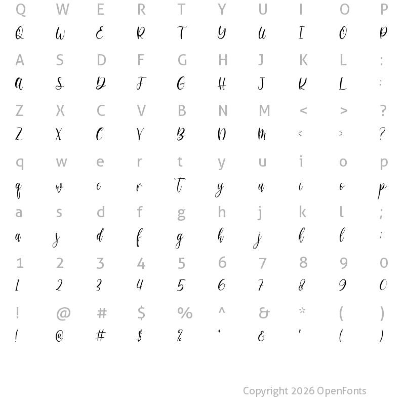 Character Map of Brittishfeel Regular