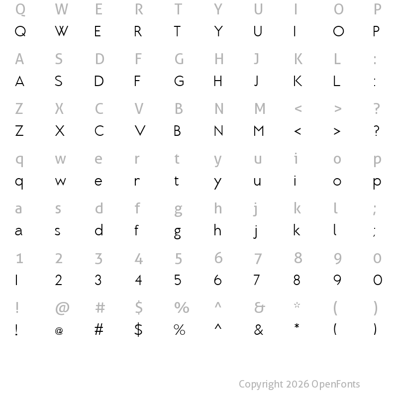 Character Map of Brixton Light