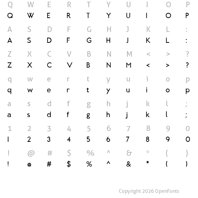 Character Map of Brixton Medium