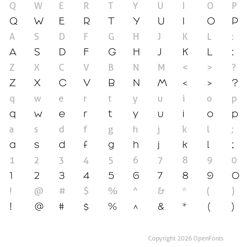 Character Map of Broadacre Light 0