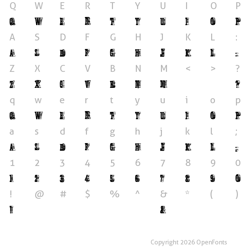 Character Map of Broadcast Titling Regular