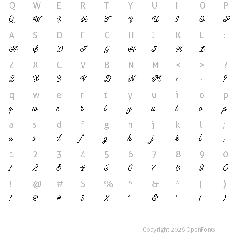 Character Map of Broadley Script