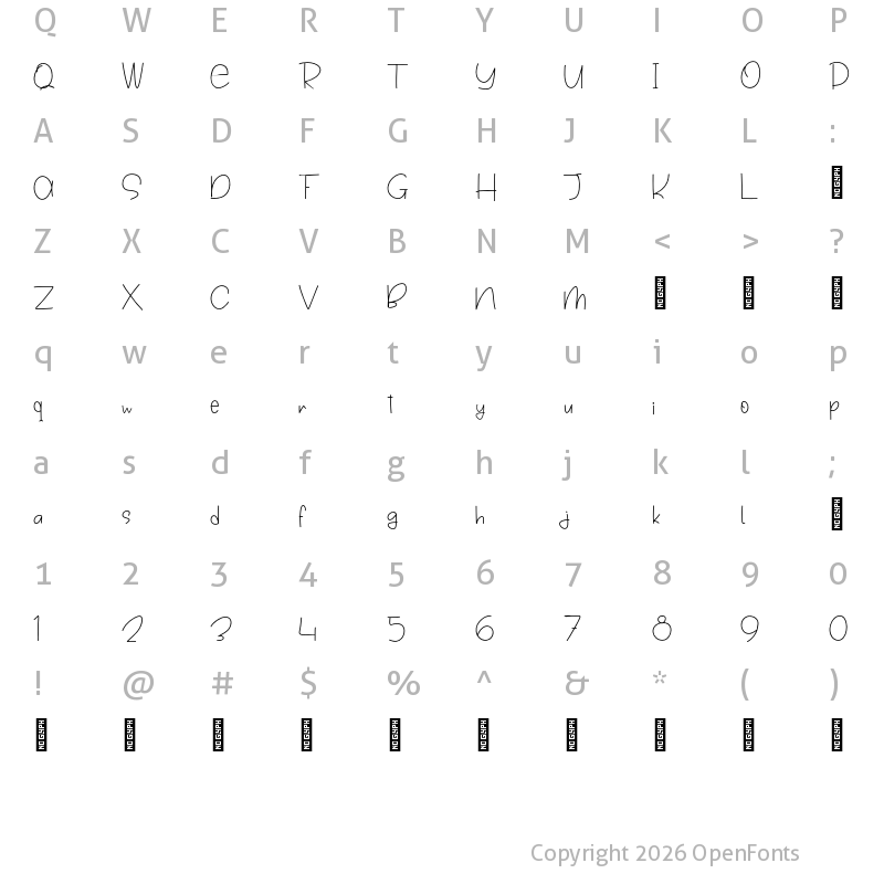 Character Map of Broceta Personal Use Regular