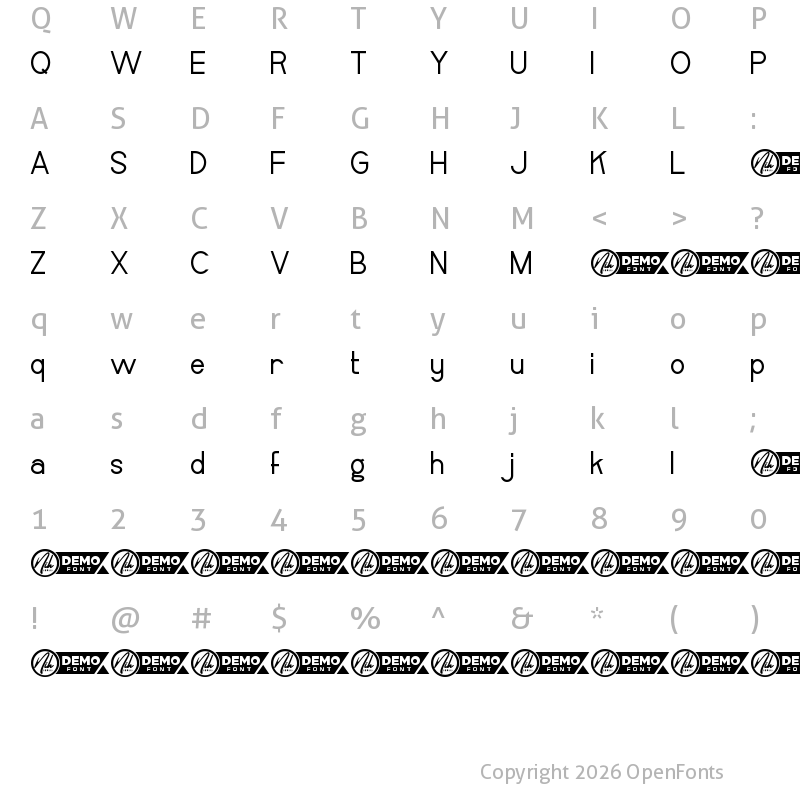 Character Map of Brockheart Demo Bold