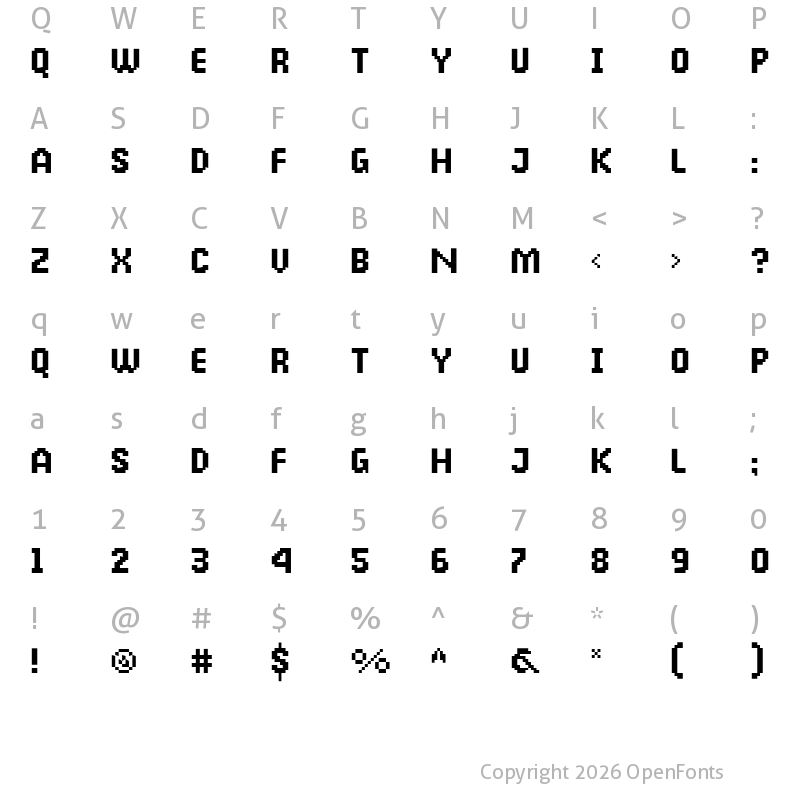 Character Map of Broken Console Bold