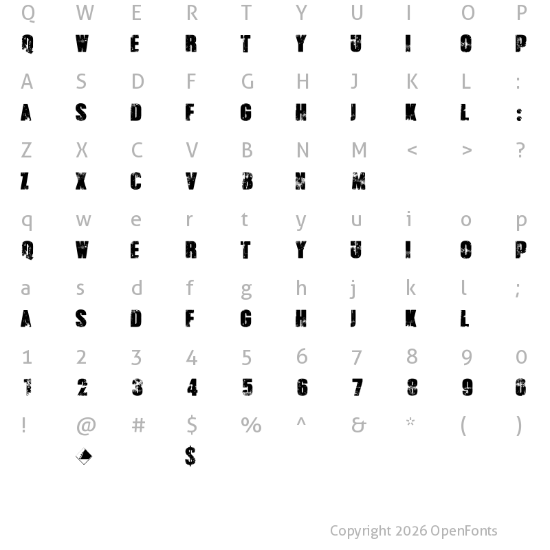 Character Map of Broken Detroit Regular