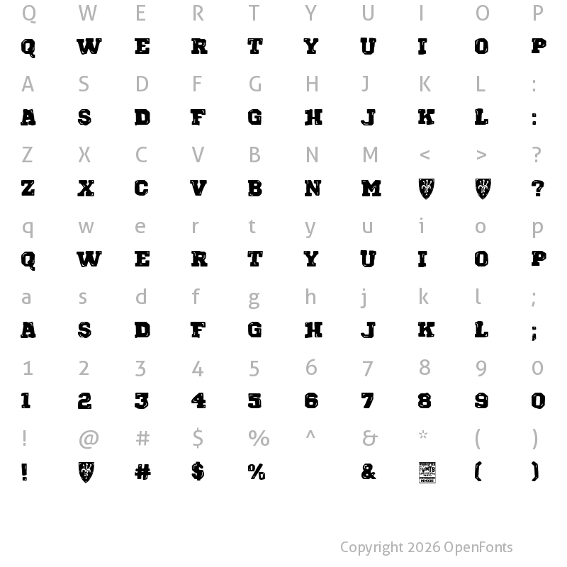 Character Map of Broken Empire Regular