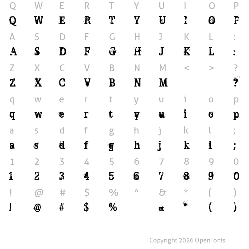 Character Map of BROKEN GHOST Regular