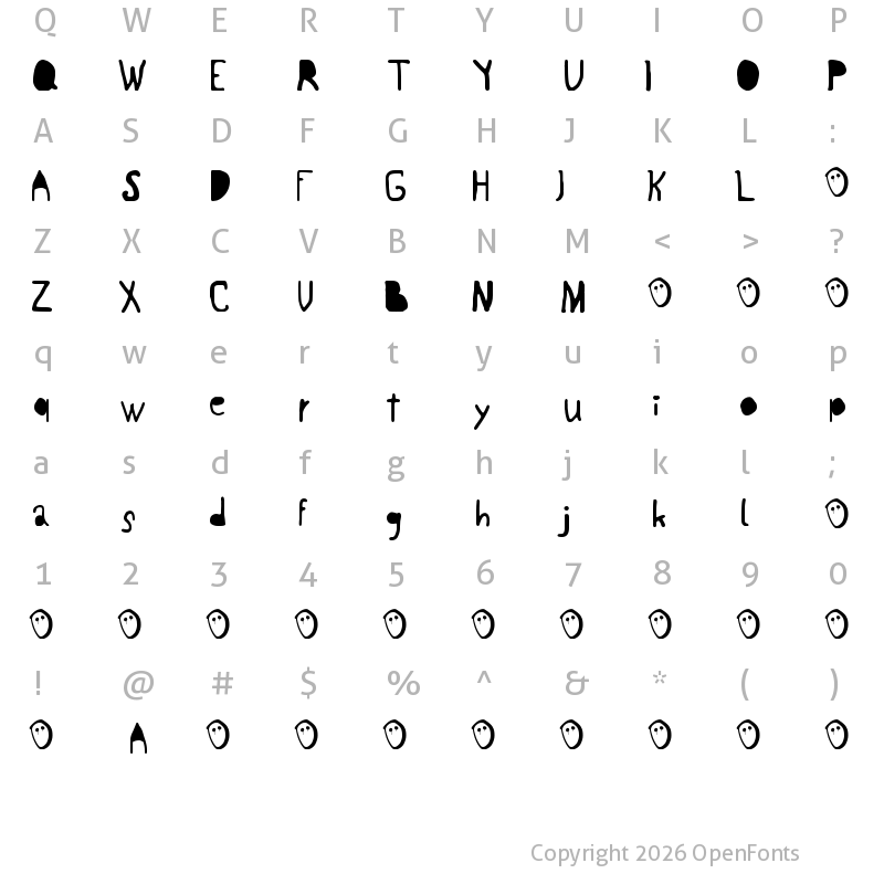 Character Map of Broken life Regular