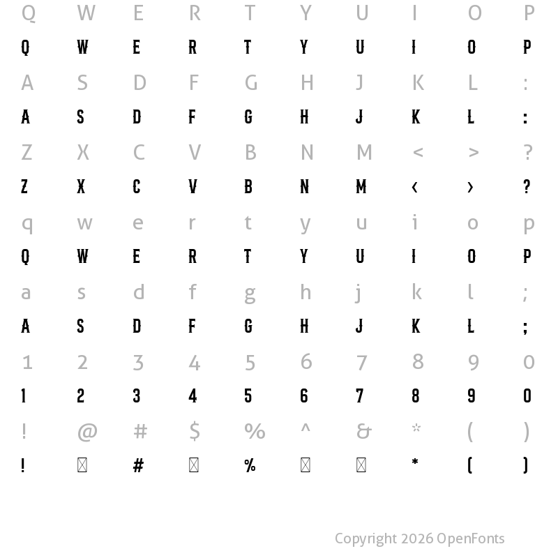 Character Map of Bronco Personal Use Regular