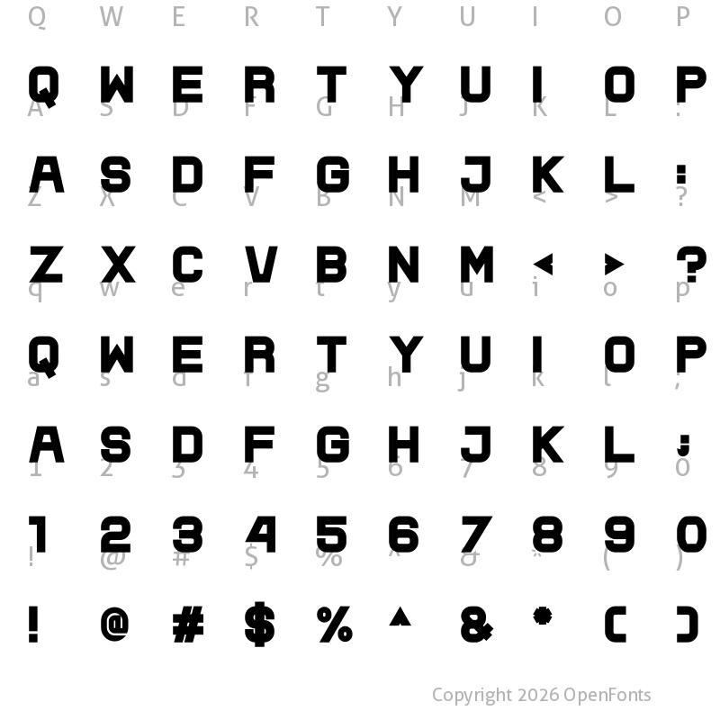 Character Map of Bronice Bold Regular