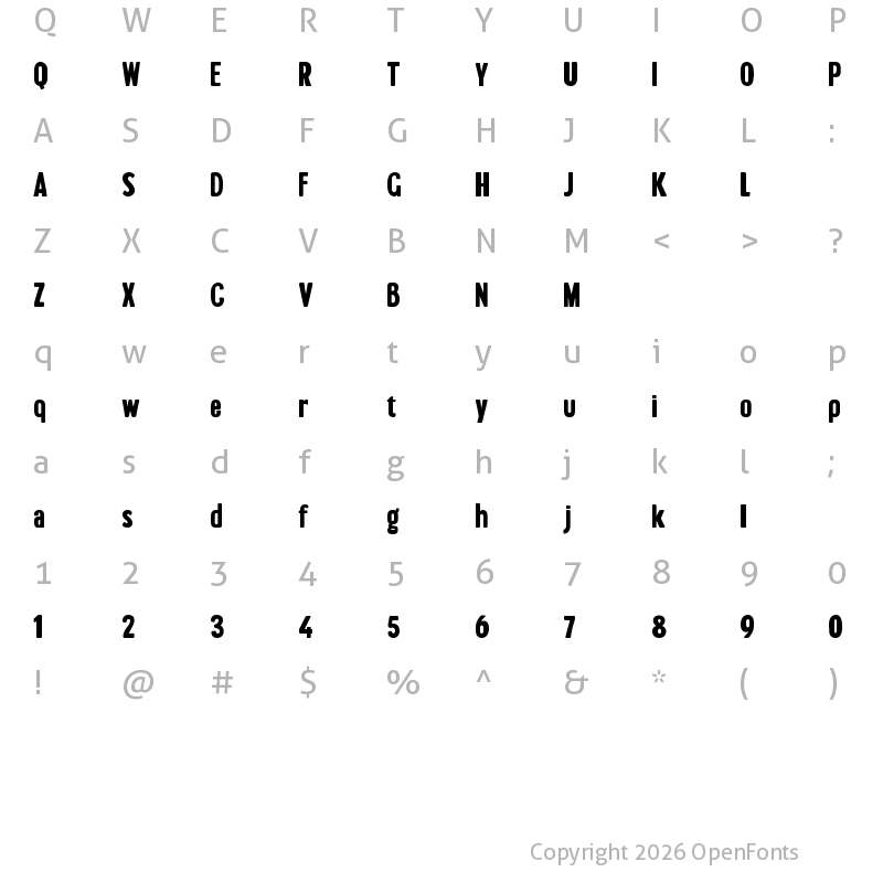 Character Map of Brontoburger Regular