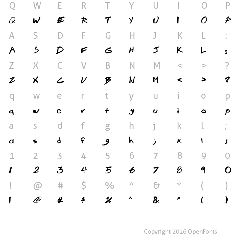 Character Map of Brook 23 Regular