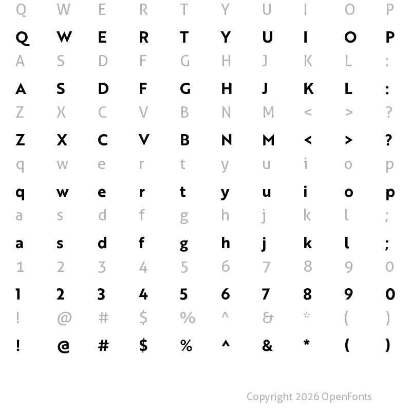 Character Map of Brother 1816 Bold